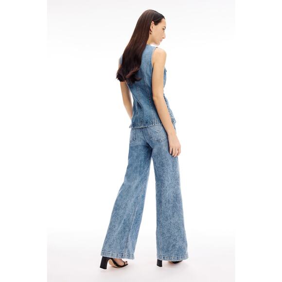 HUDSON Women's Blue Cotton Blend James High-Rise Wide Leg Jeans Size 28 - Picture 2 of 16